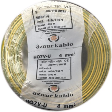 Öznur Kablo 4 mm NYA Sarı-Yeşil